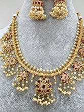Ruby Antique Gold Lotus Necklace/Gold Necklace/Indian Choker/South Indian Necklace/One Gram Gold /Temple Jewelry/South Indian jewelry