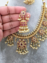 Ruby Antique Gold Lotus Necklace/Gold Necklace/Indian Choker/South Indian Necklace/One Gram Gold /Temple Jewelry/South Indian jewelry