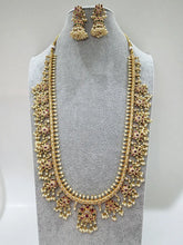 RubyGreen Antique Gold Lotus Long Necklace/Gold Necklace/South Indian Necklace/One Gram Gold /Temple Jewelry/South Indian jewelry