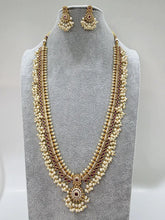 Ruby Antique Gold Long Necklace/Gold Necklace/South Indian Necklace/One Gram Gold /Temple Jewelry/South Indian jewelry
