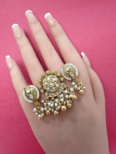 Antique Gold Double Finger Kundan heritage Ring/Adjustable Ring/Indian Ring/ Pakistani Jewelry/ Indian Jewelry/Indian Wedding