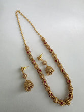 Ruby Antique Matar Mala Necklace With Gold Plating\ Antique Gold Long Necklace/Indian Necklace/South Indian Necklace/Long Necklace