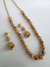 Ruby Antique Matar Mala Necklace With Gold Plating\ Antique Gold Long Necklace/Indian Necklace/South Indian Necklace/Long Necklace