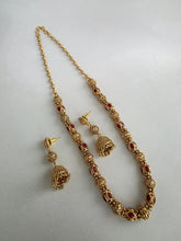 Ruby Antique Matar Mala Necklace With Gold Plating\ Antique Gold Long Necklace/Indian Necklace/South Indian Necklace/Long Necklace