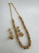 Green Antique Matar Mala Necklace With Gold Plating\ Antique Gold Long Necklace/Indian Necklace/South Indian Necklace/Long Necklace