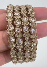 Set of 4 Polki Kundan antique finish Bangles Set mix Sizes Punjabi Pearl bangles Set/Bridal bangles/Antique bangles/Polki Reverse AD bangles