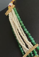 RubyGreen Gold plated traditional Necklace, Indian wedding collection, Indian Pakistani jewelry, Indian beads necklace, Temple jewelry
