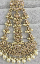 Antique Dull Gold Polki Pearl Passa, Jhoomer, Side tikka Indian Punjabi Pakistani wedding jewelry, jewelry, Hair accessories, Bridal Jewelry