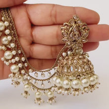 Restocked Bahubali Polki Pearl Jhumka/stone Jhumka/Indian Jewelry/Pakistani/Punjabi/Indian/Statement earring/Bridal earring/Indian wedding