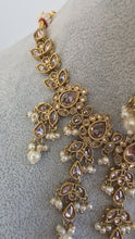 White Pearl Antique Polki Kundan Pearl Necklace with earrings and tikka, bridal necklace, Indian Pakistani Wedding Jewelry