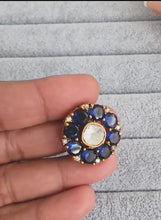 Blue Fine Victorian Moissanite Polki Ring/Adjustable Ring/Indian Ring/Pakistani/Punjabi/Indian Jewelry/Statement ring, Cocktail Ring