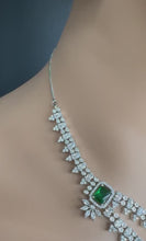 Emerald CZ diamond bridal necklace, American Diamond wedding necklace, Cz jewelry, Indian, Pakistani, Punjabi wedding jewelry