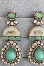 Mint Green Sabyasachi-inspired MOP Moissanite Kundan earrings, Victorian earrings,Designer earrings, statement earrings,Gift For her