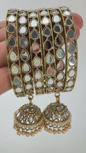 ANTIQUE Dull Gold Mirror Pearl Bangles Set/Punjabi Mirror chuda bangles set/Bridal bangles/Statement bangles/Indian Wedding /Chuda Set 6pcs
