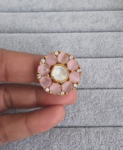 Pink Fine Victorian Moissanite Polki Ring/Adjustable Ring/Indian Ring/Pakistani/Punjabi/Indian Jewelry/Statement ring, Cocktail Ring