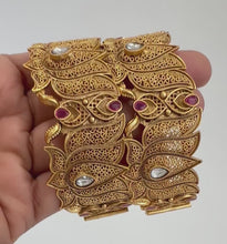 Gold Lotus bangle/Indian bangles/Antique Openable bangles/Temple Jewelry/Bridal Bangles/Indian Wedding/Pakistani /South indian jewelry 1pc