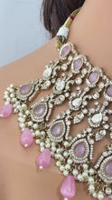 Pink Bridal Victorian moissanite polki Necklace, Sabyasachi Necklace, Statement Necklace, Semi Precious Necklace, Indian Designer necklace