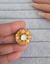 Yellow Fine Victorian Moissanite Polki Ring/Adjustable Ring/Indian Ring/Pakistani/Punjabi/Indian Jewelry/Statement ring, Cocktail Ring