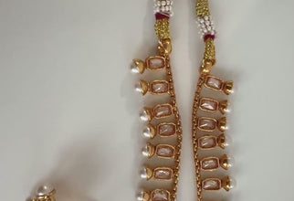 Long gold plated Polki Pearl mala Necklace/Indian Long Necklace/Pakistani Jewelry/Haram Necklace/Indian/Punjabi /Indian Wedding/Rani Haar