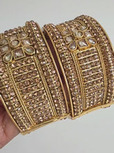 Gold-plated Polki openable bangle pair/Statement Kada/Kundan Bangles/Bridal Bangle/Indian Wedding/Pakistani/Punjabi