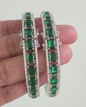 Green Rhodium Plated CZ Diamond Bangles Pair/Openable Bracelet/Indian Party Wear Bangles/ CZ stone bangles/Indian wedding/bridal jewelry