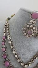 Pink Victorian Moissanite polki Cz diamond Necklace, Indian Bridal Jewelry, Bollywood Sabyasachi Designer necklace, Pakistani Wedding
