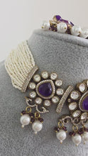 Purple Doublet Moissanite Pearl Kundan Necklace/Kundan Choker/Indian wedding/Bridal jewelry/Indian Wedding/Pakistani/Punjabi