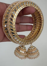 Gold Mirror Pearl Bangles Set/Punjabi Mirror chuda bangles set/Bridal bangle/Statement/Indian Wedding/Chuda Set\Mirror Jewelry\Indian Bangle