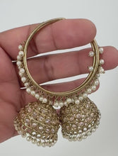 Restocked Antique Polki hoop Jhumka/stone Jhumka/Indian Jewelry/Pakistani Jewelry/Punjabi Jewelry/Statement earrings/Bridal earring/Indian
