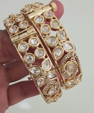 Moissanite Tyaani premium kundan gold plated openable bangle Pair/Statement bangles/Designer,Celebrity/Bridal /Indian Wedding/Pakistani