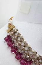 Magenta Antique Polki Kundan necklace/Reverse Ad Necklace/Statement necklace/Indian/Punjabi Necklace/Pakistani Jewelry/Bridal necklace
