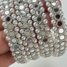 Silver Gold Mirror Pearl Bangles Set(4 Pc)/Indian bangles/Punjabi Pearl Bangles Set/Bridal bangles/wedding jewelry/Mirror Jewelry