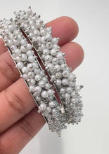 Set of 2 Silver Clustered pearls Bangle/Indian classic bangles/Bridal bangles/Indian wedding Jewelry/Gold bangles/chuda bangles/Pearl bangle