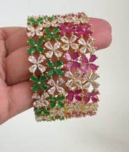 Ruby Green Gold Finish CZ diamond Bangles pair/Indian Party Wear Bracelets Bangles/CZ stone bangles/Indian wedding/bridal jewelry/bangles