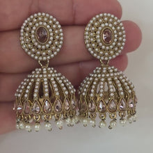 Restocked dull Gold plated Polki Jhumka/stone Jhumka/Indian Jewelry/Pakistani/Punjabi/Indian/Statement earring/Bridal earring/Indian wedding