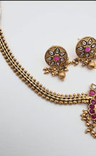 Ruby Antique Gold Necklace, South Indian Jewelry, Temple Jewelry, Guttapusalu Necklace, Kemp Jewelry, Wedding necklace, Gold Necklace