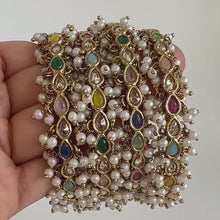 Navratan Bangles set of 4 Polki Kundan antique finish Bangles Set/ Punjabi Pearl bangles Set/Bridal bangles/wedding jewelry