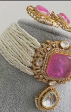 Pink Doublet Moissanite Pearl Kundan Necklace/Kundan Choker/Indian wedding/Bridal jewelry/Indian Wedding/Pakistani/Punjabi