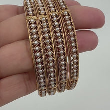 Pearl Bangles Set 4pc/Antique gold Pearl Bangles/Indian Bangles/Indian wedding/bridal jewelry/Statement bangles/