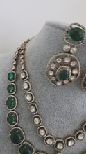 Green Victorian Moissanite polki Cz diamond Necklace, Indian Bridal Jewelry, Bollywood Sabyasachi Designer necklace, Pakistani Wedding
