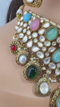 Navratan Premium Amrapali Inspired Filigree Uncut Moissanite Polki Kundan Royal Choker Necklace Set/Indian Wedding Collection,Bridal Jewelry