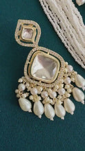 Restocked Pearl uncut polki Kundan Long Necklace set/Gold Long necklace/Rani haar/Indian wedding, Pearl necklace Bollywood Bridesmaid Gift