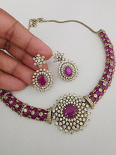 Ruby Victorian CZ American Diamond Hasli Necklace/CZ Pota Stones Necklace/Elegant/Unique Jewelry/Indian/Pakistani/Bollywood/Indian Wedding