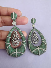 Green CZ Nano Korean Diamond earrings/diamond earrings/Indian/Pakistani/Bollywood/CZ earrings/AD earrings/Statement earrings/Gift for her
